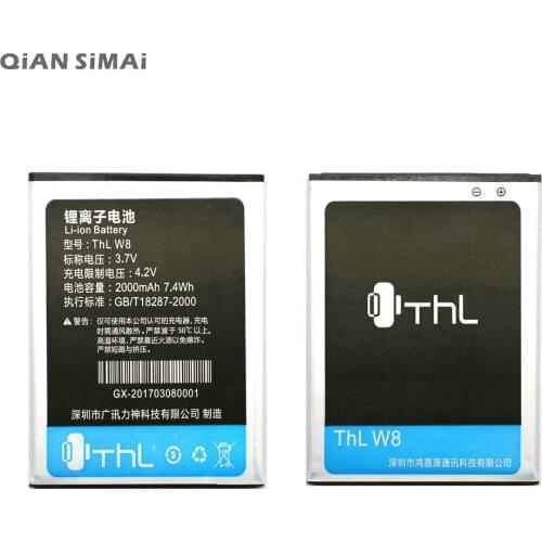 QiAN SiMAi 1pcs 100% High Quality THL W8 2000mAh Battery For THL W8 W8+ W8s Mobile phone +Tracking Code