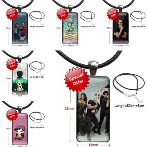 Riverdale South Side Snake Cover Design Fashion Vintage Glass Women Rectangle Necklace Pendants For Girls Cyber Monday