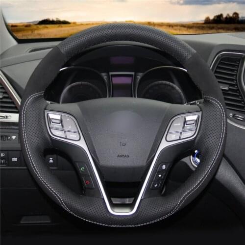 DIY Anti-Slip Wear-Resistant Steering Wheel Cover For Hyundai Santa Fe Grand Santa Fe H350 2012-2019 Car Interior Decoration