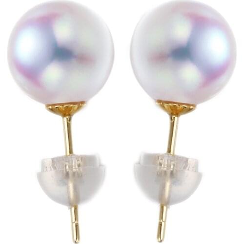 Akoya Pearl Earrings white ROUDN 4-10mm +s925/18k gold Wholesale for women xmas gift nature