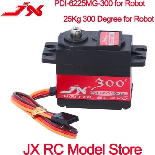 JX servo PDI-6225MG-300 300 degree 25KG Metal Gear CNC Shell Digital Standard RC Servo Motor FOR CAR Robot UAV Hobby Education
