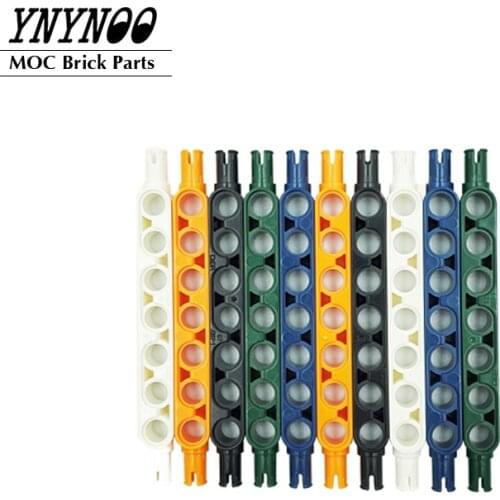10Pcs/lot High-Tech Beam Special 1x7 Thick with 2 Friction Ridges Pins Connectors MOC Building Blocks Bricks DIY Toys fit 32524