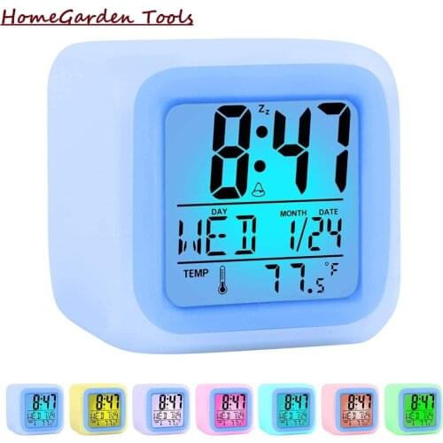 Light Clock Kids Wake Up Large Display Time/Date Alarm With Snooze For Boys Girls Easy Setting Digital Travel LED Night