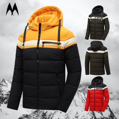 Street Patchwork Parkas Coat Men 2021 Winter New Thicken Warm Coats Fashion Casual Hooded Parka Mens Clothing Quality Jacket
