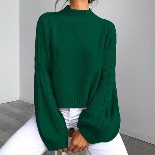 Sweater Female Pullover Solid Sexy Jumper Knitwear Casual Loose Knitted Sweater Women 2019 Autumn Winter Lantern Sleeve