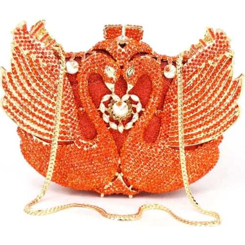 Gold Crystal Evening Bag Animal Swan Ladies Purse Party Bag Day Clutches Wedding Clutch Bag for Feast Diamond Banquet bag 88171