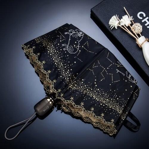 Mysterious star umbrella folding umbrella automatic umbrella anti-ultraviolet umbrella female sun protection automatic parasol