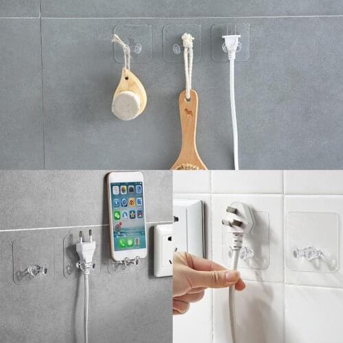 1 Pc Transparent Hook Strong Suction Household Super 6cm*6cm Hanging Multifunctional Glue Transparent Bathroom Hook Wall Ki N3X2