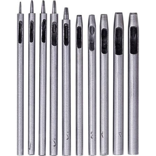 10PCS 0.5-5mm Belt Punching Leather Hole Punch Hollow Drilling Tools Carbon Steel Leather Punching Tool