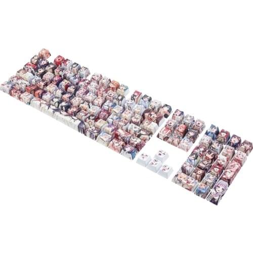 108 Keys / Set OEM Profile Custom Anime Themed Satellite Axis Keycaps PBT Dye Sublimation Keycaps for MX Cherry