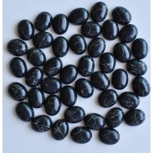 2020 Fashion hot sale black stone Oval CAB CABOCHON 8x10mm stone beads for jewelry making wholesale 50pcs/lot free shipping