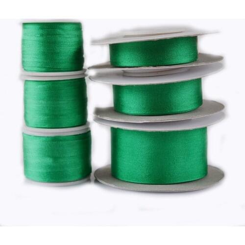 249 Green 100% Real Pure Silk Embroidery Ribbon Handcraft,Double Face Thin Taffeta Silk Tape 2/4/7/10/13/25/32mm,10/30/100m pk