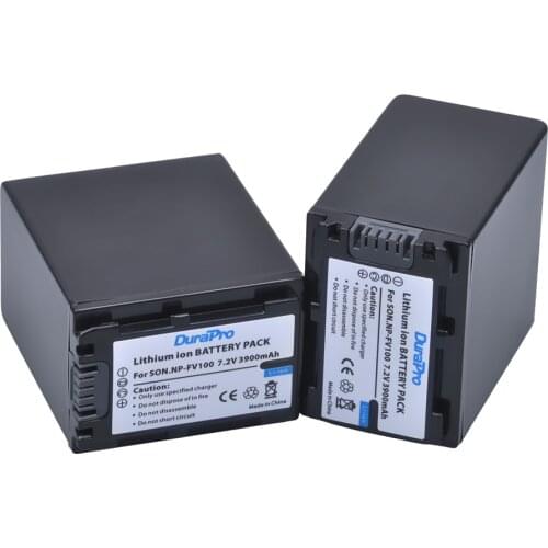 DuraPro 2PC 3900mAh NP-FV100 NPFV100 FV100 Decoded Extended Battery For SONY HDR-CX190 HDR-CX200 HDR-CX210 Free shipping