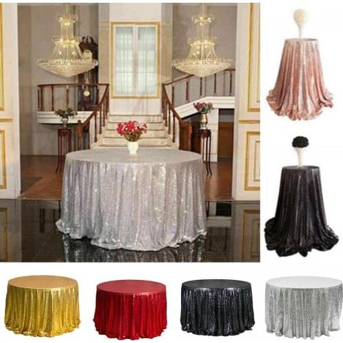 Glitter Round Sequin Round Table Cloth Cover Overlays Rose Gold Sequin Tablecloth For Wedding Events Party Decoration Supplies