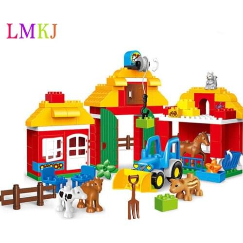 Big Size Diy Building Blocks Girl Friends Pink Villa Car Figure Set Compatible with Duploed Toys for Children Kids xmas Gifts