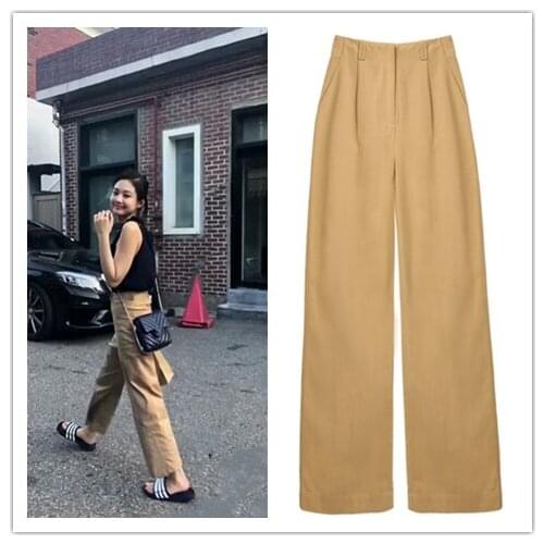 Kpop Korean Celebrity Women Straight Pants Wide Leg High Waist Sweatpants Lady Streetwear Loose Oversize Famale Casual Trousers