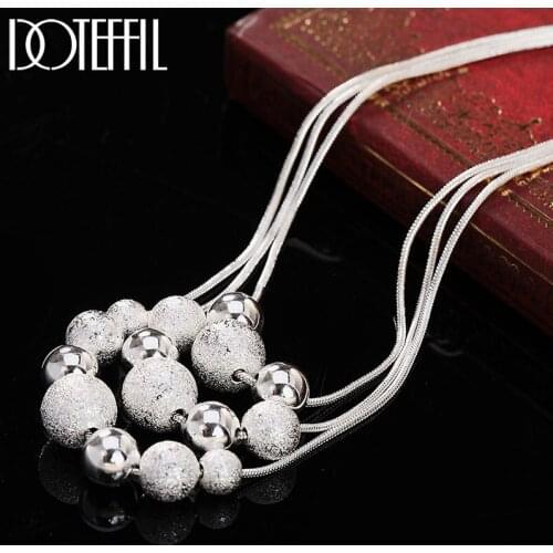 DOTEFFIL 925 Sterling Silver 18 Inch Three Snake Chain Matte Smooth Pendant Necklace For Women Fashion Wedding Charm Jewelry