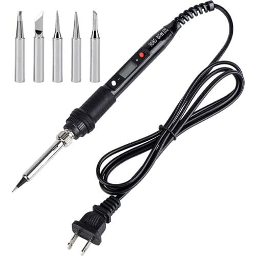 Black 110V 220V 80W Digital display LCD Adjustable Temperature Electric Soldering Iron with 900M-T soldering iron tip