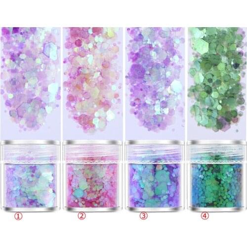 Mermaid Scale chameleon Aurora Hexagon Glitter Bling Bling Filling for Resin Craft Festive Jewelry Tools Uv Resin Pigment (4pcs)