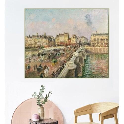 Citon Camille Pissarro《Afternoon Sunshine, Pont Neuf,1901》Canvas Art Oil Painting Famous Art Picture Wall Decor Home Decoration