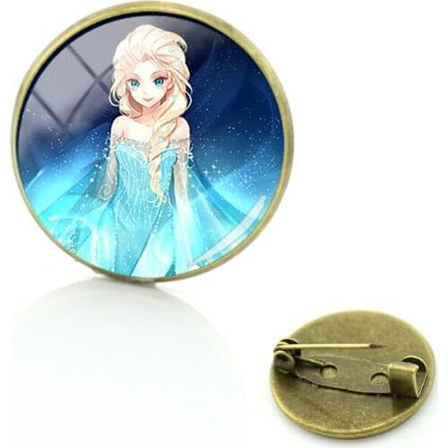 Disney Aisha Princess Brooch Animation Exquisite Animation Character Fashion Pin Round Glass Retro Boutique Jewelry