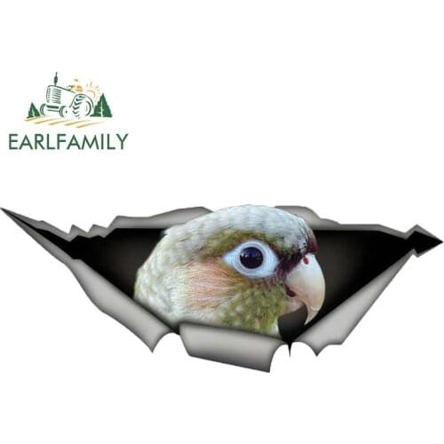 EARLFAMILY 13cm x 5.1cm Green-cheek Cinnamon Conure Car Sticker Torn Metal Decal Reflective Sticker Window Car Bumper Decoration