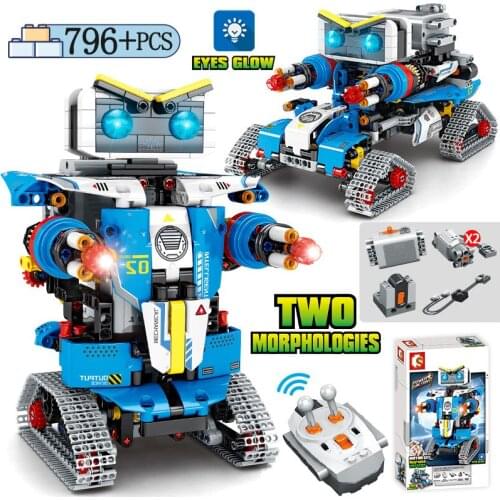 City Creator Electric RC Robot Building Blocks Transformation Racing Car Remote Control Robot Weapon Bricks Toys For Children