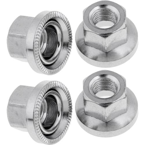 Pack 4 Stainless Steel Universal Bike Bicycle Rear Wheel Hub Axle Nut Large Flange - 9mm