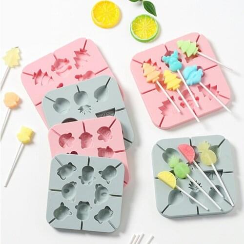 Round Heart Silicone lollipop mold Christmas Tree Flower candy chocolate molds cake decorating form bake-ware tools bear