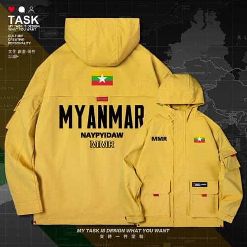 Myanmar Burmese Myanma MMR men jacket hooded nation flag streetwear trench coat men mens mens jackets new top clothes autumn