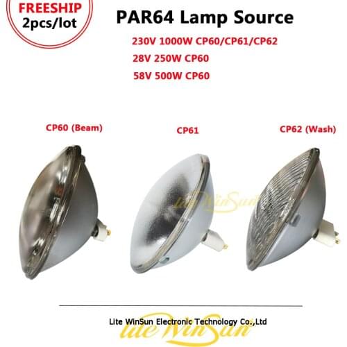 Litewinsune FREESHIP 2/Lot Bulb 1000W lamp PAR 64 1000 W PAR64 CAN 230 Volts