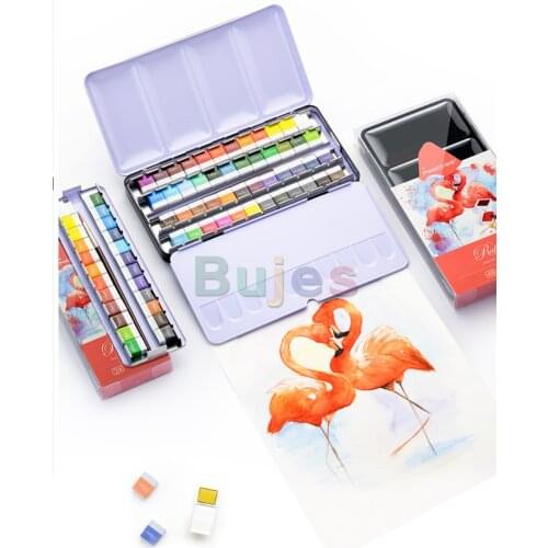 Marco 24/48 color Solid watercolor pigment Raffine series art painting special for beginners portable iron box art supplies