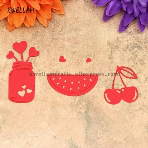 Cherry Watermelon Love Wish Bottle Metal Die cutting Dies For DIY Scrapbooking Photo Album Decorative Embossing Folder KW7041014