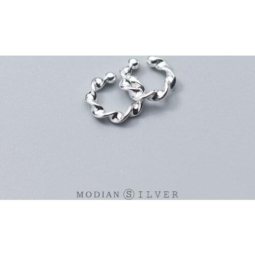 Modian Charm Simple Design Flower Lucky Clip Earrings For Women 925 Sterling Silver Party Fashion Tiny Korean Style Jewelry