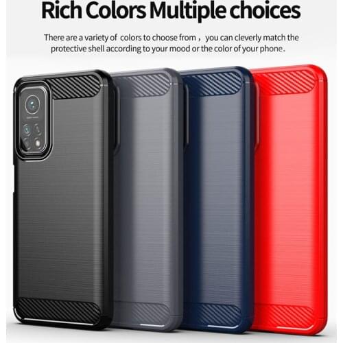 100pcs/lot Brushed Carbon Fiber Soft Bumper Back Phone Case For Xiaomi Poco X3 NFC 10T Pro 10T Lite