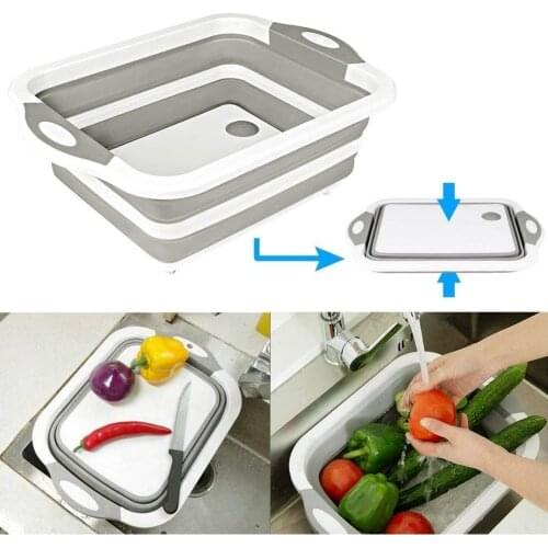 New Multifunctional Folding Drain Basket Cutting Board Drain Sink Tools Basket Kitchen U8D1