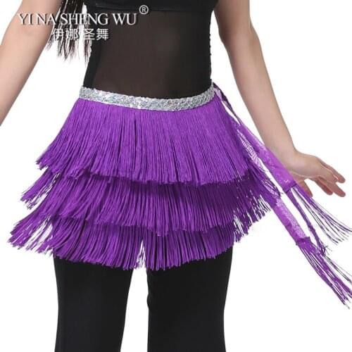 New 12 Colors Belly Dance Hip Belt 3 Layers Hip Scarf Adjustable Tassel Women 1pc Belly Dance Tassel Hip Scarf Dance Accessories