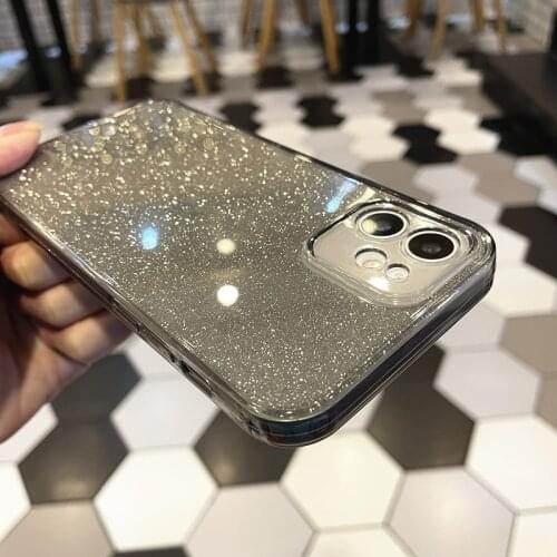 New Glitter Sparkly TPU Silicone Case Cover For iPhone 12 11 Pro Max Pure Color Glossy Cases For IPhone 7 8 Plus SE X XS Max XR