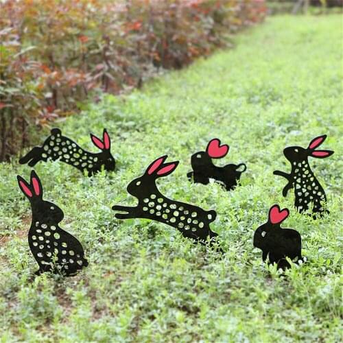 Easter Rabbit Decorative Stakes Diy Metal Art Tequila Rustic Sculpture Garden Yard Sculpture Home Decor