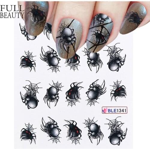 1 Sheet Spider Poker Designs Nail Sticker Water Transfer Slider Decals DIY Nail Art Decoration for Manicure Watermark CHBLE1341