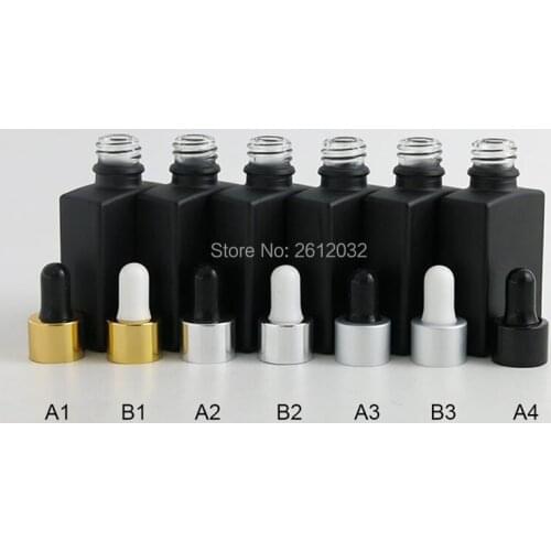 30ml Frost Black Flat Square Glass Bottles with Tamper Evident Dropper 1oz Black Liquid Glass Save Dropper Containers F20173779