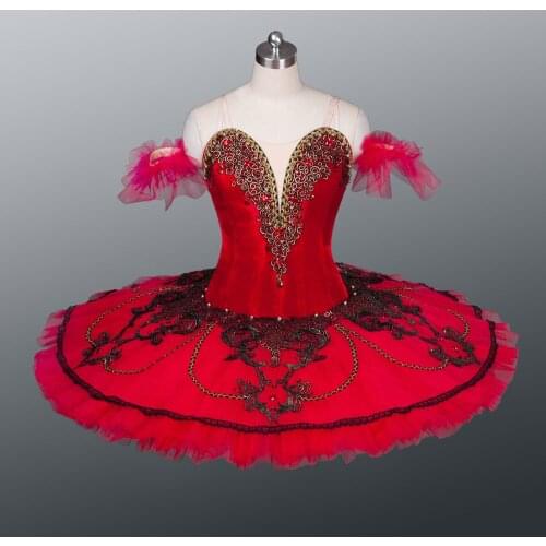 Professional Ballet Tutus Girls Pancake Swan Dress Classical Performance Ballerina Costume ballet dress red