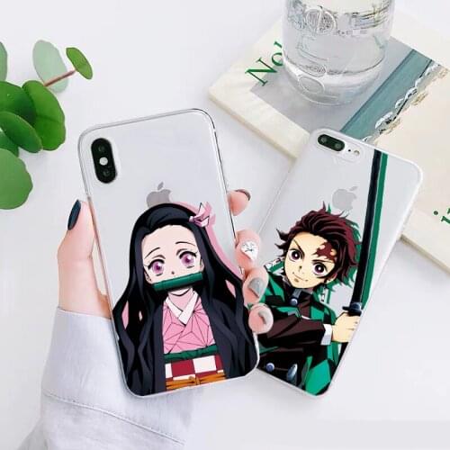 Clear Manga Kimetsu No Yaiba Demon Slayer Phone Case For iPhone 12 Mini 11 Pro X XS Max 7 8 Plus Xr SE2 Cute Anime Cartoon Cover