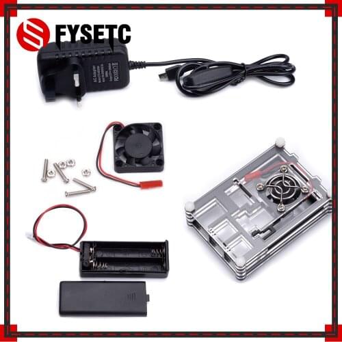 Raspberry Pi 3B+ Case 9 Layers Black Acrylic Box Case + Cooling fan+ Battery Case Box + 5V 3A Power Adapter For Raspberry Pi 3