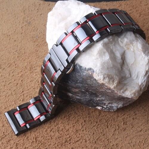 Ceramic Watchbands Beautiful Polished Watch band Strap bracelet for Samsung Gear S3 Frontier Galaxy 46mm Case 22mm with red blue