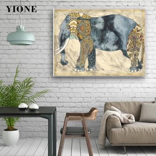 Retro Africa Animals Totem Lion Zebra Elephant Tiger Canvas Painting Custom Vintage Posters Prints Wall Art Pictures for Living