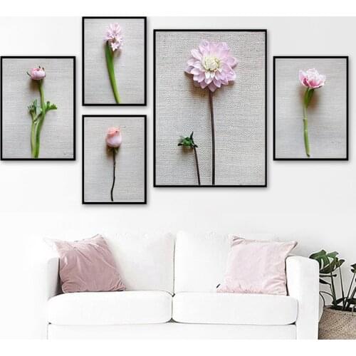 Pink Rose Chrysanthemum Quotes Wall Art Canvas Painting Nordic Posters And Print Wall Pictures Girl Kids Room Bedroom Home Décor