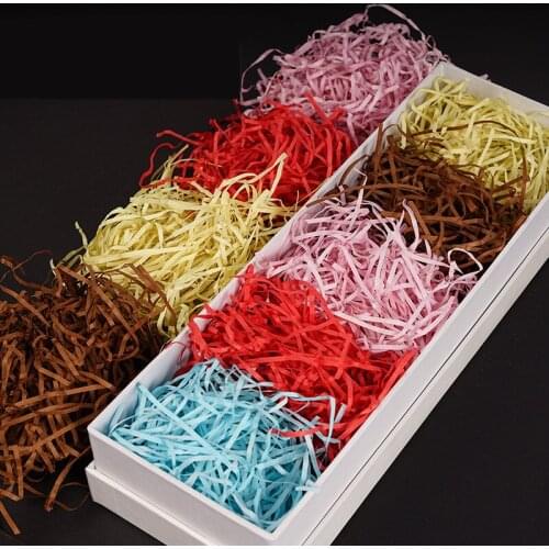 30/50/100g Gift Box Raffia Filling Shredded Paper Silk Strip Creative Bedding Papyrus Wedding Candy Packaging Favorite Supplies