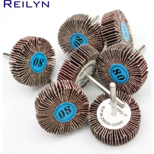 80# 3.17mmsand paper wheel spindle mop peeling bits mounted flap wheel bits mops-wheel spindle grinding block polishing bits