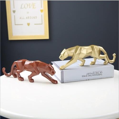 Nordic Creative Geometric Animal Leopard Resin Accessories Home Livingroom Table Sculpture Crafts Tea Room Figurines Decoration